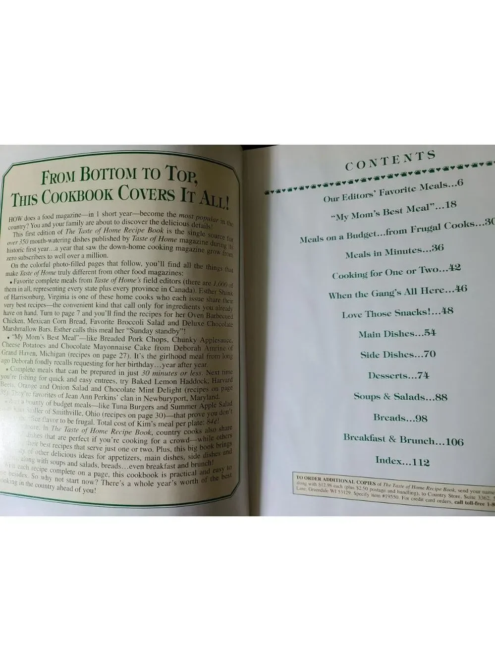 Vintage 1996 Recipe Book Taste of Home Hardcover